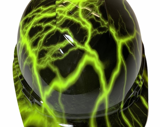 Hard Hat Ridgeline Cap Style Custom Hi vis green Lightning