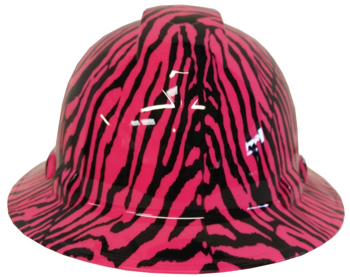 Custom Hydro Dipped Hard Hat Pink Zebra Full Brim Ridgeline