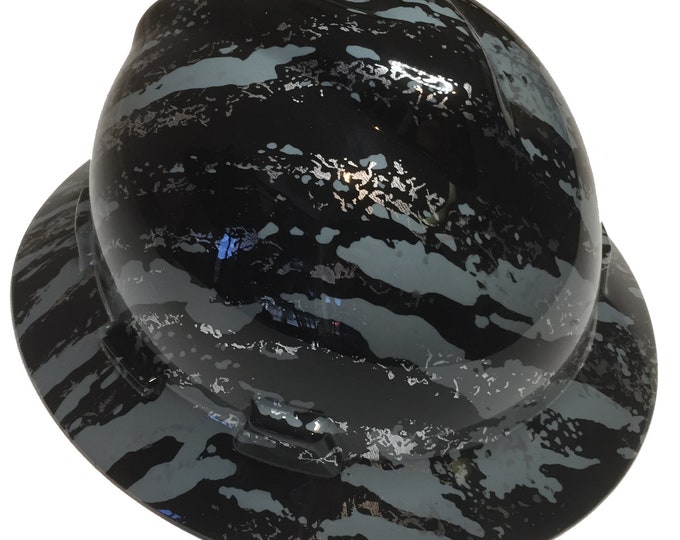 Hard Hat MSA V-Gard Full Brim Custom Gray Marble Splash