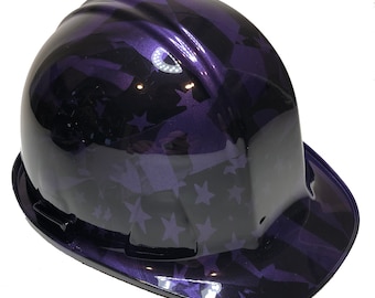 Custom Hard Hat Plum Crazy Purple Midnight American Flags SL Series Cap Style