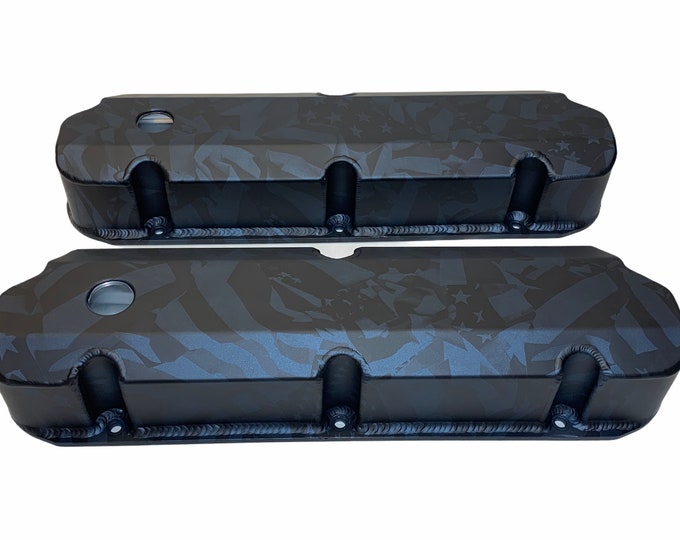 Custom Ford Small Block 62-85 Valve Cover Long Bolt W/ Hole QFTHolley 128-29QFT Blue Diamond Flags