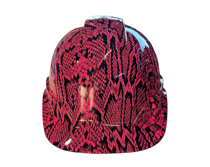 Custom Hard Hat Hot Pink SnakeSkin Ridgeline Cap Style