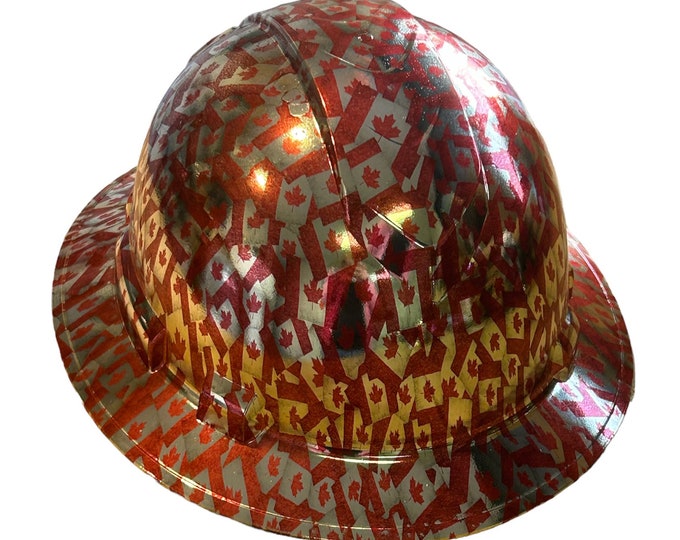 Custom Ridgeline Full Brim Hard Hat Chrome Canadian Flag