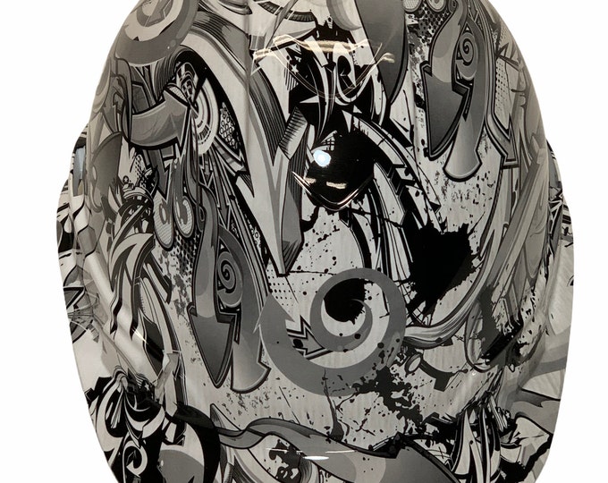 Custom Hydro Dipped White Graffiti Ridgeline Cap Style Hard Hat