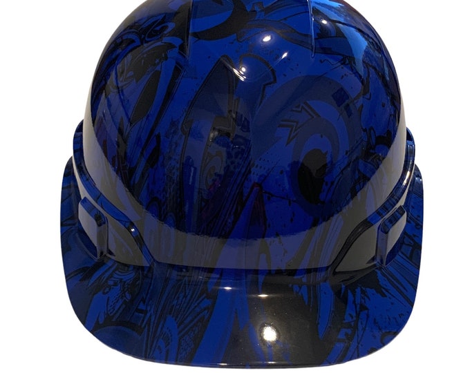 Custom Hydro Dipped Hard Hat Dark Blue Graffiti Cap Style