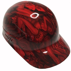 Custom Hydro Dipped Bump Cap Red Naughty Boy
