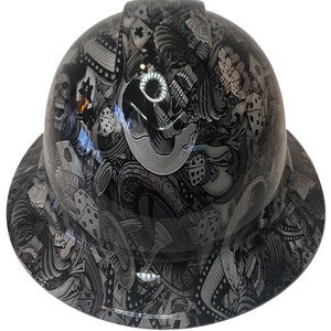 Custom Hydro Dipped Light Gray Gambler Ridgeline Full Brim Hard Hat