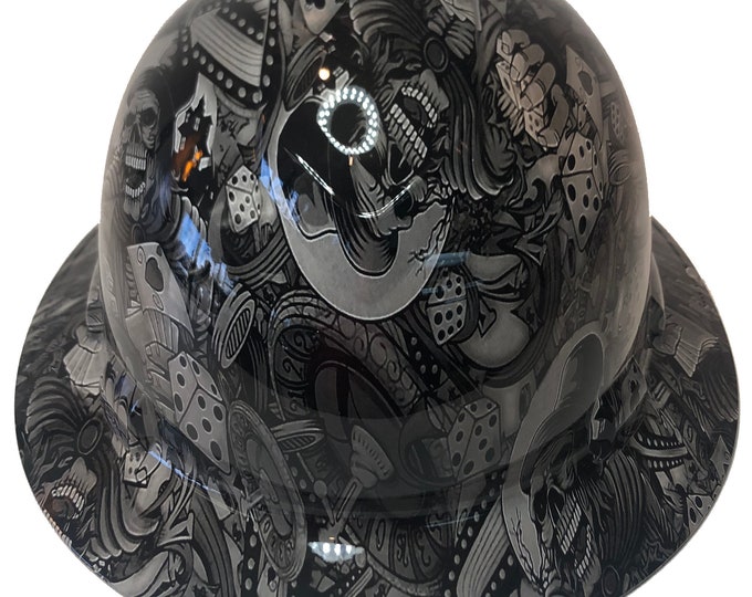 Custom Hydro Dipped Light Gray Gambler Ridgeline Full Brim Hard Hat