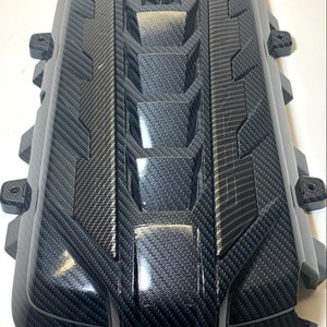 Custom Hydro Dipped 2020+ Corvette Engine Cover Sport Carbon Fiber w/carbon fiber letters