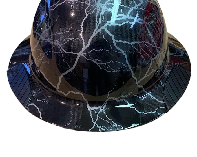 Hydro Dip Silver Lightning Lift DAX Carbon Fiber HDC-15 Full Brim Hardhat