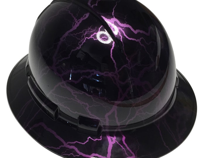 Custom Hard Hat Kandy Purple Lightning Hydro Dipped Full Brim Ridgeline