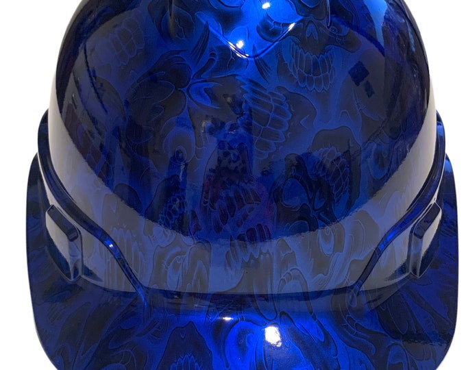Custom Hydro Dipped Kandy Blue Negative Insanity Skulls Hard Hat Ridgeline  Cap Style