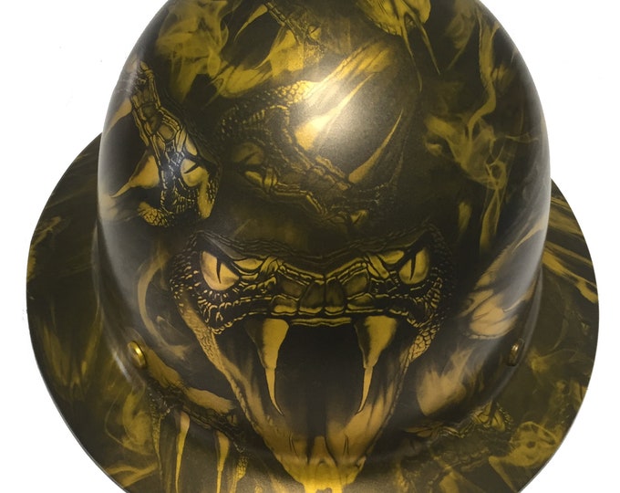 Custom Hard Hat Hydro Dipped HOK Gold Viper MSA SkullGard Full Brim