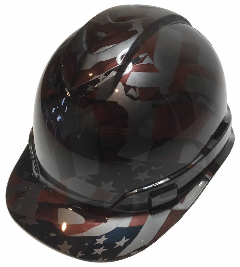 Custom Hard Hat Metallic Graphite American Flag Cap Style Etsy