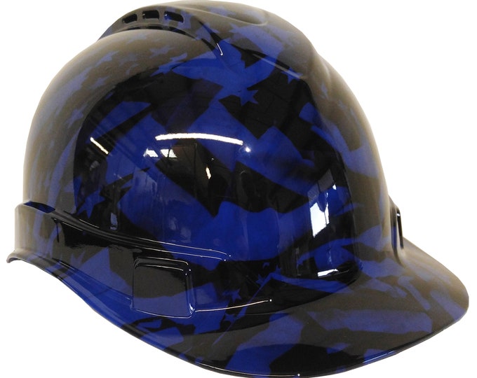 Custom Hard Hat Dark Blue Midnight American Flag Ridgeline Cap Style