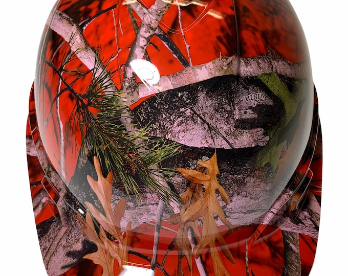 Hydro Dipped Hard Hat Ridgeline Cap Style Custom Red Vista Camo