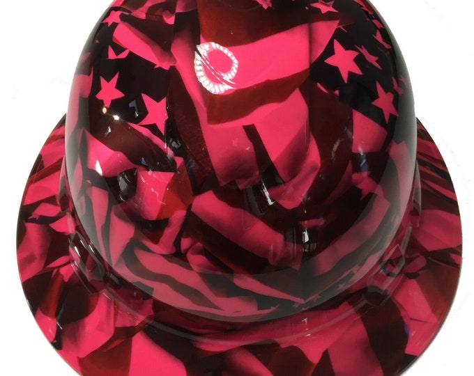 Custom Hard Hat Ridgeline Full Brim Pink American Flags
