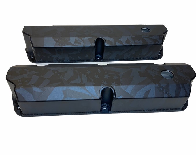 Ford Small Block 1962-1985 260-351W Valve Cover W/ Hole 890011B Blue Diamond Flags