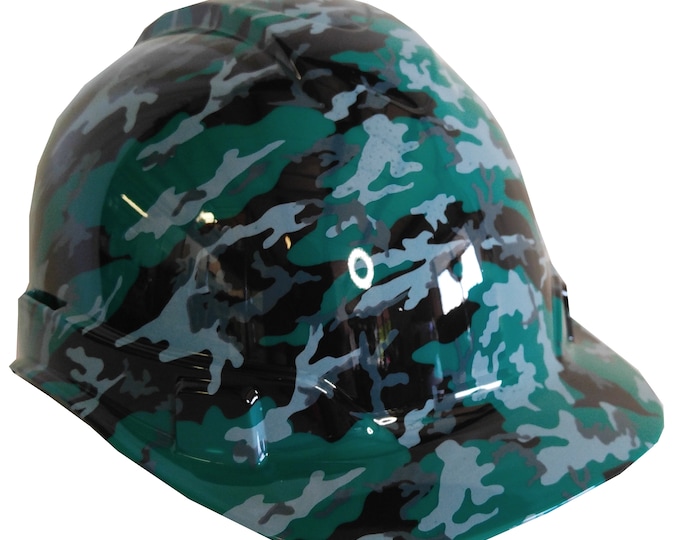 Custom Hard Hat Dark Green Urban Camo Ridgeline Cap Style