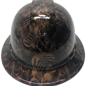 Custom Hard Hat Ridgeline Full Brim Copper Metallic No Evil Skelletons