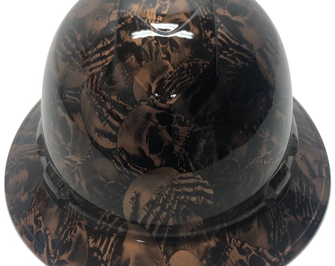 Custom Hard Hat Ridgeline Full Brim Copper Metallic No Evil Skelletons