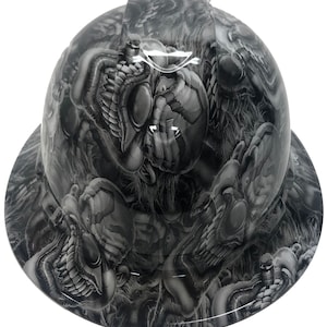 Gorro duro sumergido en agua personalizado, calaveras de jefe blanco, ala completa Ridgeline