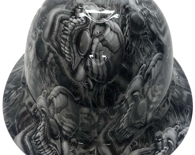 Custom Hydro Dipped Hard Hat White Boss Skulls Full Brim Ridgeline