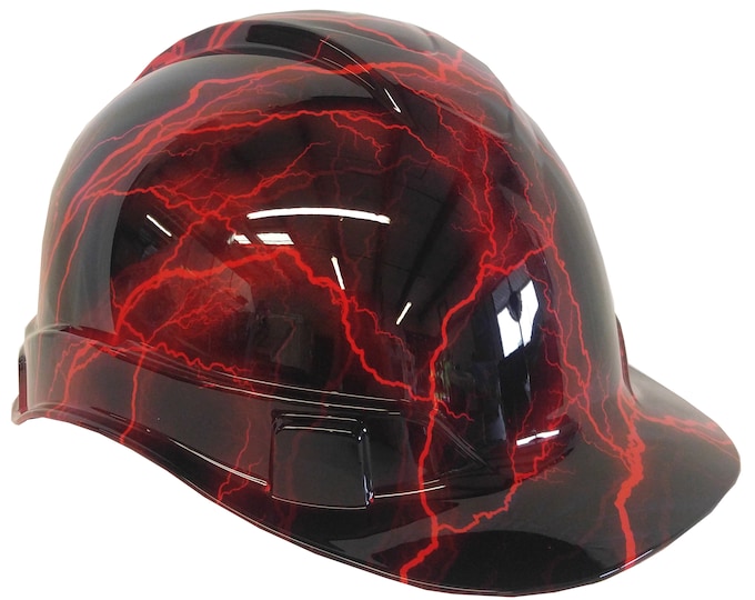 Hard Hat Ridgeline Cap Style Custom Red Lightning