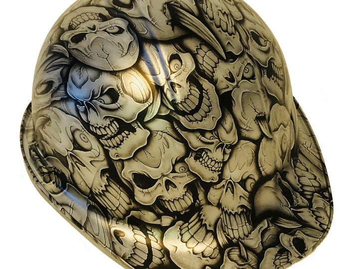 Hard Hat SL Series Cap Style Custom Hydro Dipped Silver Metallic Insanty Skulls