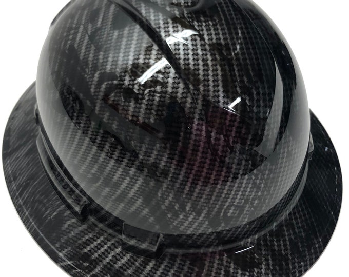 Custom Hydro Dipped Hard Hat Carbon Fiber No Evil Skulls Full Brim Ridgeline