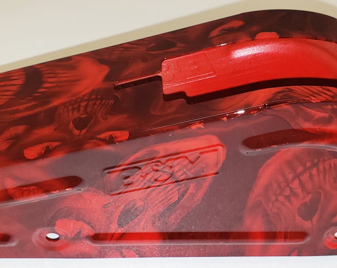 Custom B&M Shifter Cover Red Hades Skulls Hydro dipped