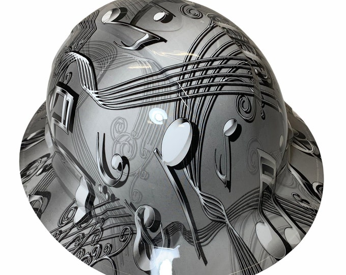 Hydro Dipped Hard Hat Ridgeline Full Brim Custom White Music Symbols