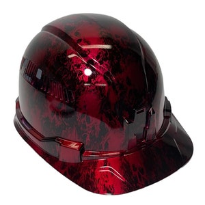 Custom Kandy Red Flaming Skulls Hydro Dipped Klein Tools Hard Hat Cap Style Vented
