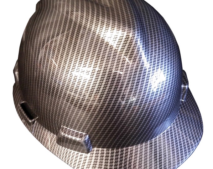 Hard Hat MSA V-Gard Cap Style Custom Truue Weave Carbon Fiber Hydro Dipped