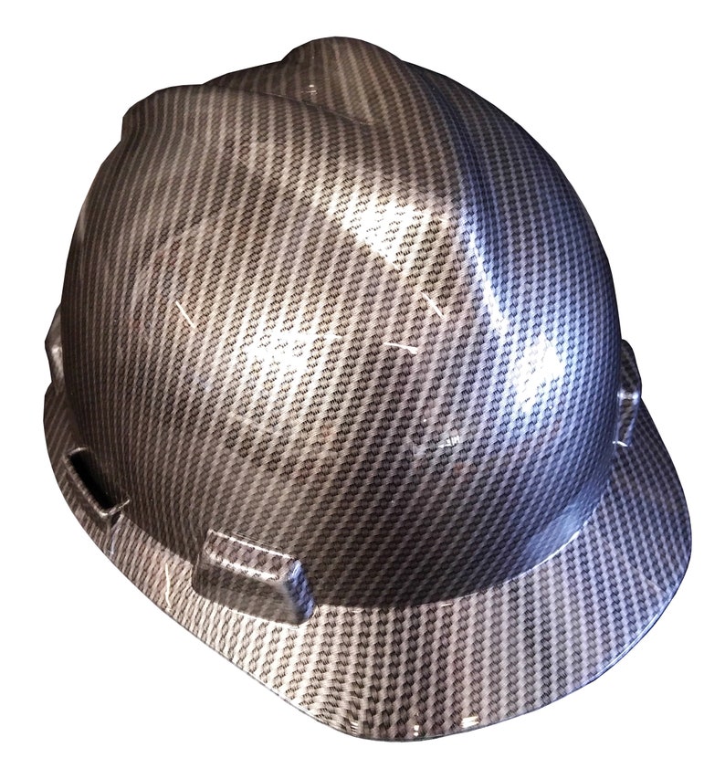 Hard Hat MSA V-Gard Cap Style Custom Truue Weave Carbon Fiber Hydro Dipped