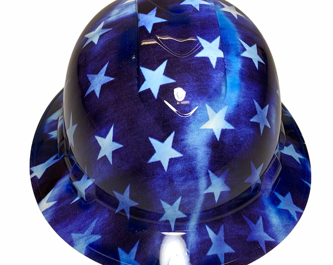 Hydro Dipped Hard Hat Ridgeline Full Brim Custom Blue and White Stars