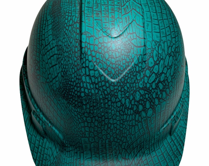 Custom Hard Hat Dark Green SnakeSkin Ridgeline Cap Style