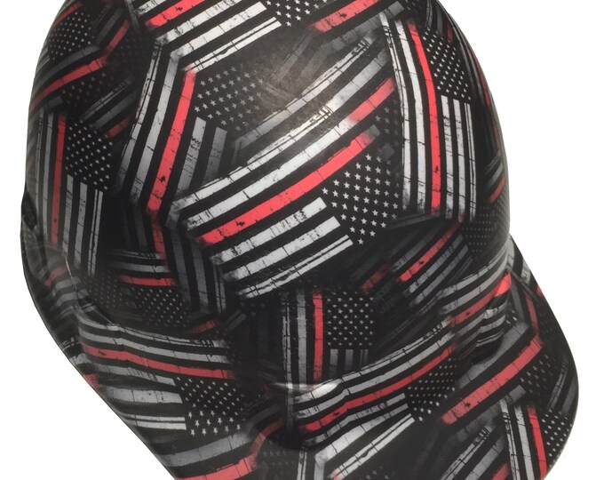 Hard Hat Pyramex SL Series Sleek Shell Cap Style Custom American Flag Thin Red Line