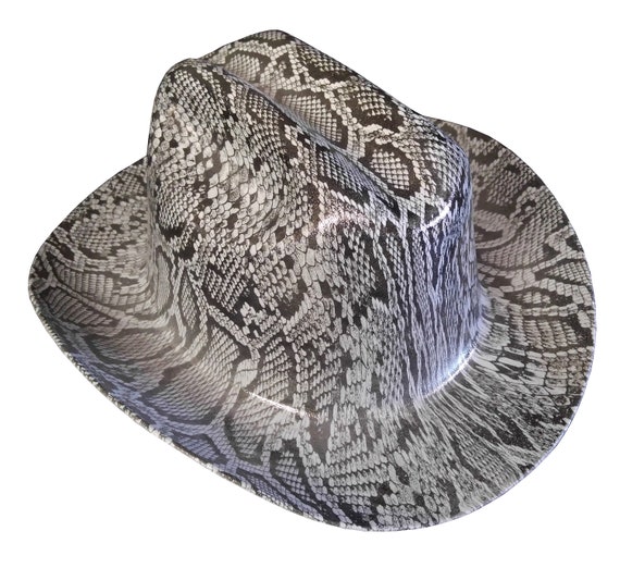 Custom Western Outlaw Hard Hat Gray Snakeskin Cowboy Hat 