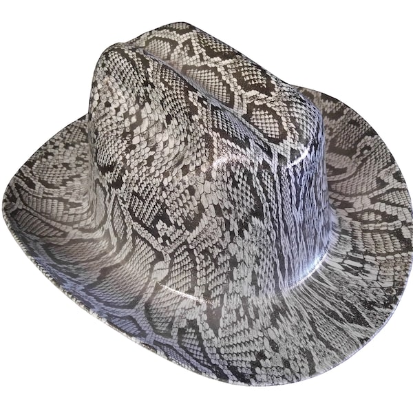 Custom Western Outlaw Hard Hat Gray Snakeskin Cowboy Hat