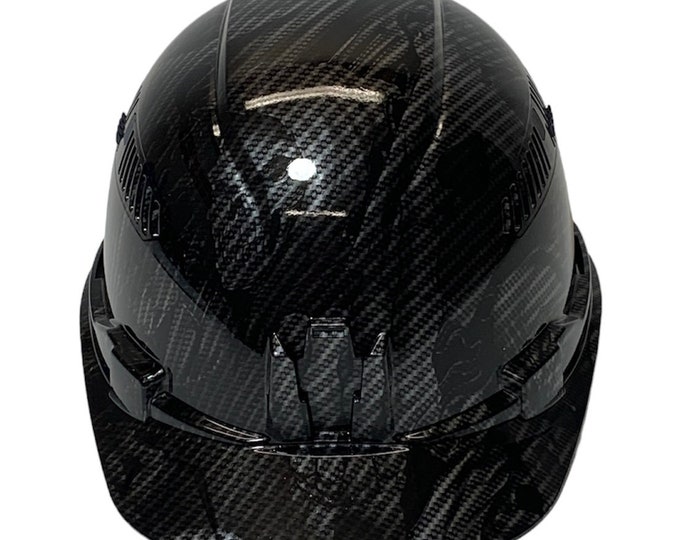 Custom Carbon Fiber Ace of Skulls Hydro Dipped Klein Tools Hard Hat Cap Style Vented