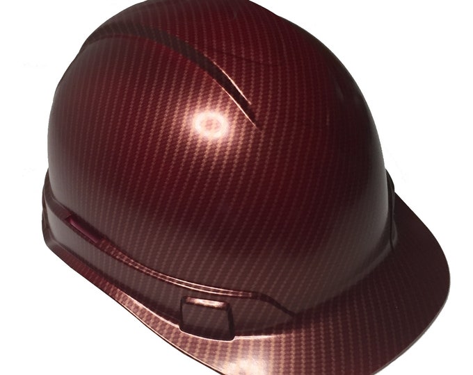 Custom Hard Hat Brandywine Red Gold Carbon Fiber dipped Cap Style Ridgeline