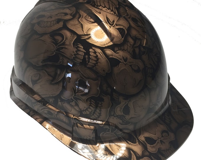 Custom Hard Hat Copper Metallic Insanity Skulls Cap Style Ridgeline