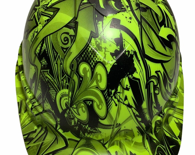 Custom Hydro Dipped HiVis Green Graffiti Ridgeline Cap Style Hard Hat