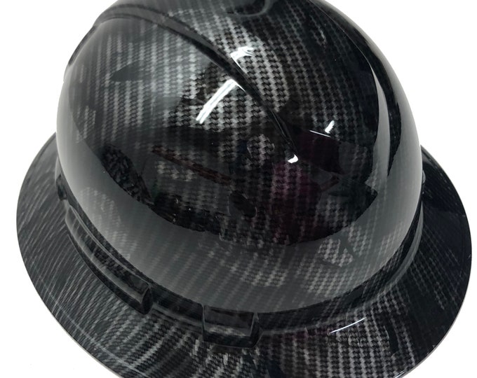 Custom Hydro Dipped Hard Hat Carbon Fiber Hades Skulls Full Brim Ridgeline
