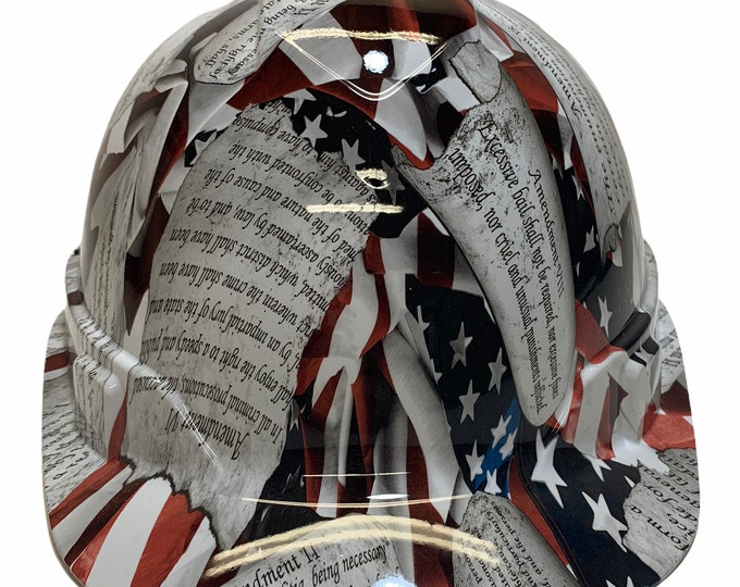 Custom White Amendments Hard Hat Ridgeline Cap Style