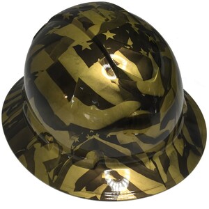 Custom Hard Hat Metallic Gold Midnight American Flags Full Brim Ridgeline