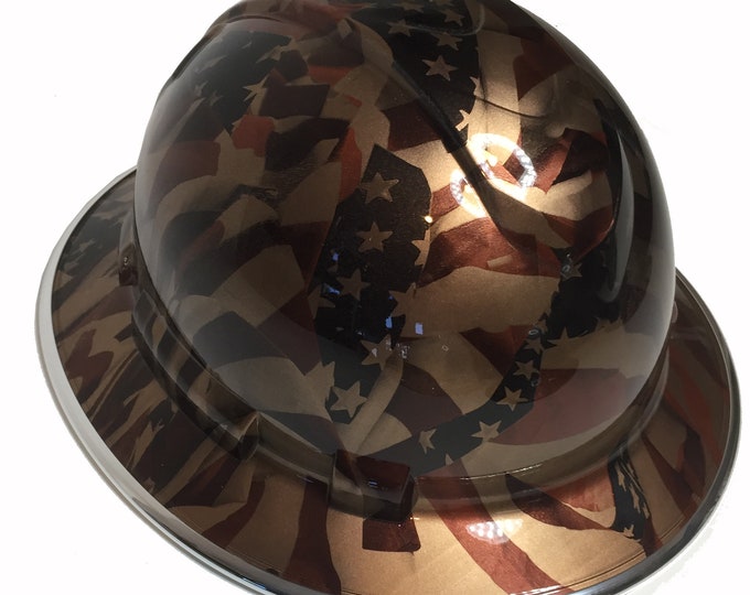 Hard Hat Ridgeline Full Brim Custom Copper Metallic American FlagsW/ Chrome EdgeGard