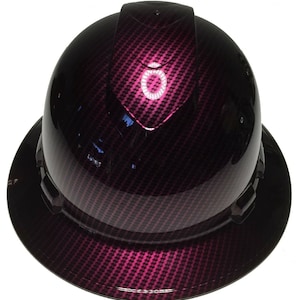 Custom Hard Hat Ridgeline Full Brim Wild Cherry Kandy Carbon Fiber Hydro Dipped