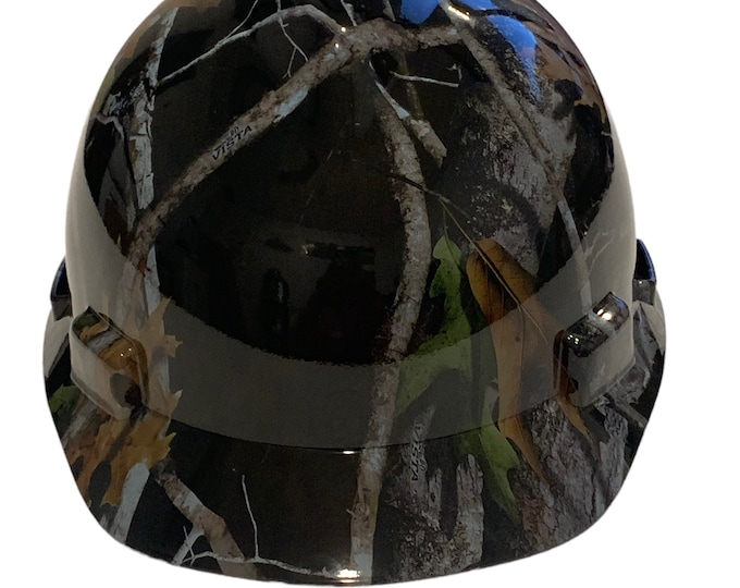 Hard Hat MSA V-Gard Cap Style Custom Hydro Dipped Black Vista Camo